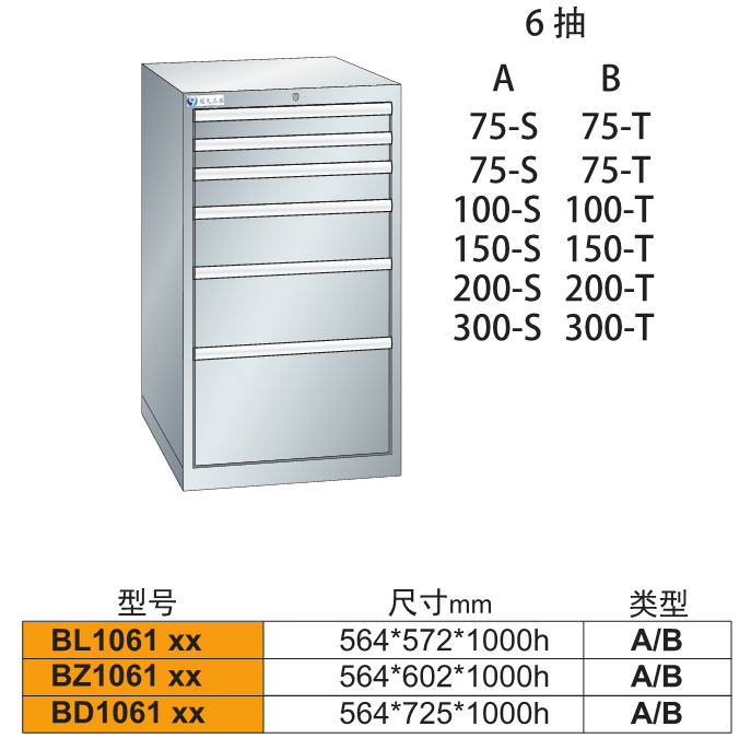 B-1061x车间用带锁重型工具柜