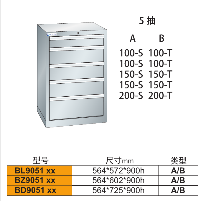 B-9051车间用钢制重型工具柜